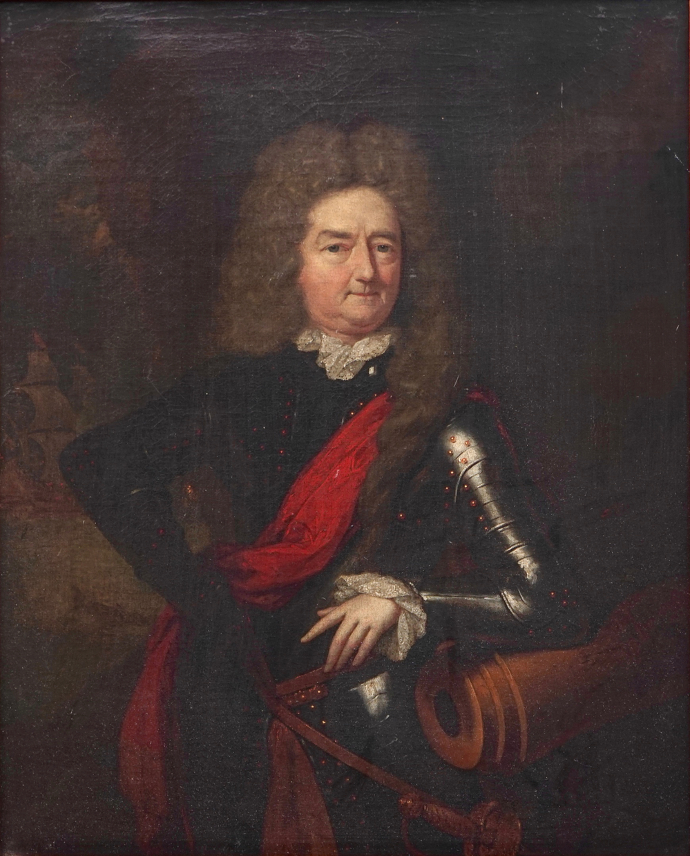 Constantyn Netscher (1668-1723), Un portrait d'un admiral, huile sur toile