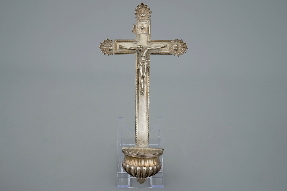 A silver holy water font, marked for Petrus De Thieu, Bruges, ca. 1750
