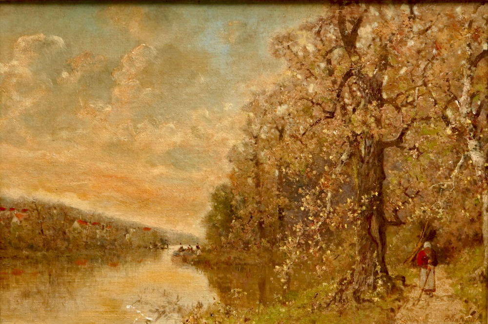 Chintreuil, Antoine (1816-1873), Bois d&rsquo;Igny au bord de la rivi&egrave;re, huile sur toile, maroufl&eacute; sur panneau