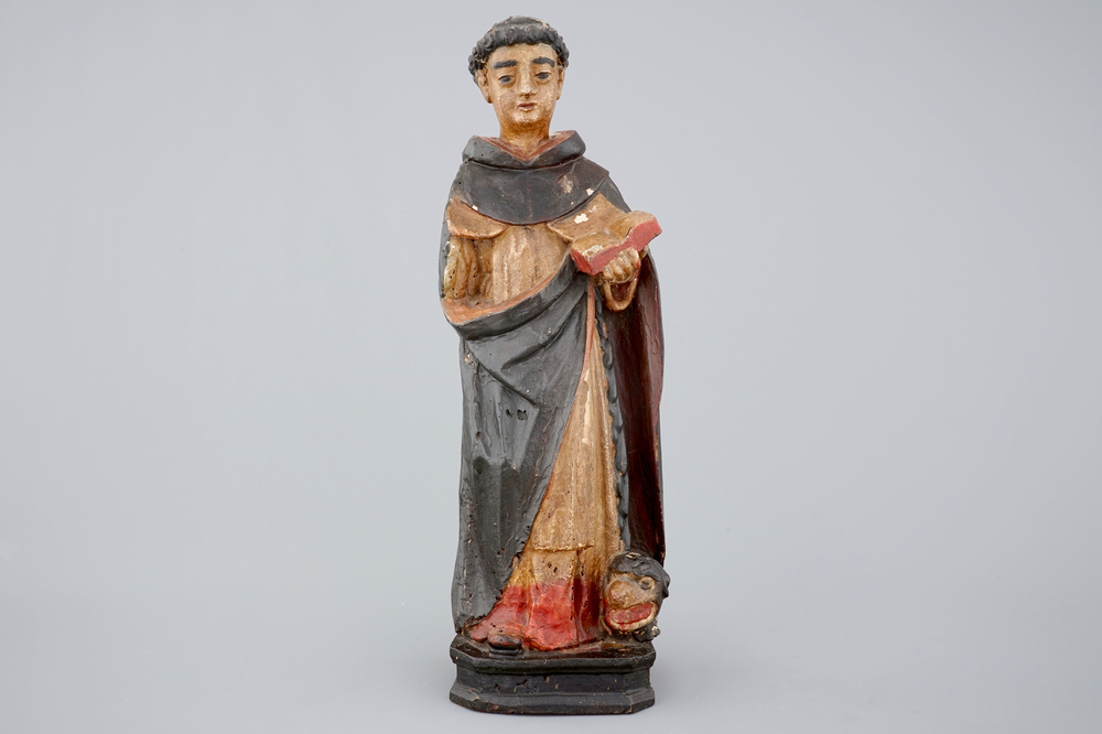 A polychrome wood sculpture of Saint-Dominic, 18/19th C.