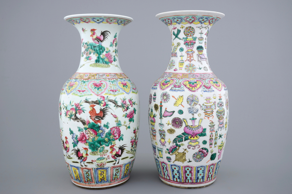 Two Chinese famille rose vases, 19th C.