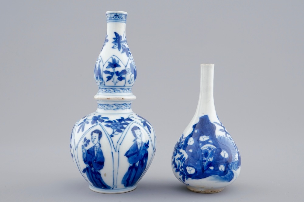 Two small Chinese blue and white vases, Kangxi