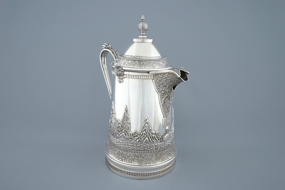 A large Chinese export or straits silver tankard, mark of Da Xing, Canton, 1870-1900