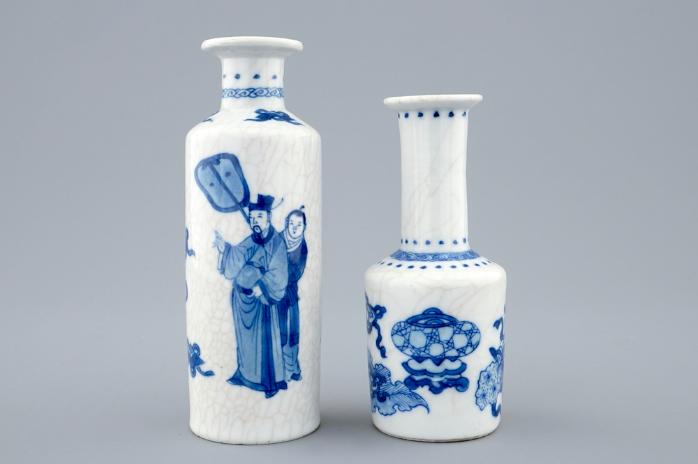 Two Chinese blue and white soft paste vases, Kangxi