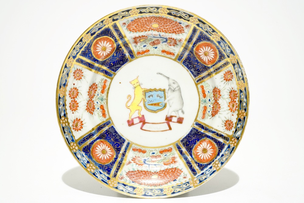 A Chinese rose-imari armorial plate with coat of arms of &lsquo;Wolterbeek&rsquo;, Qianlong
