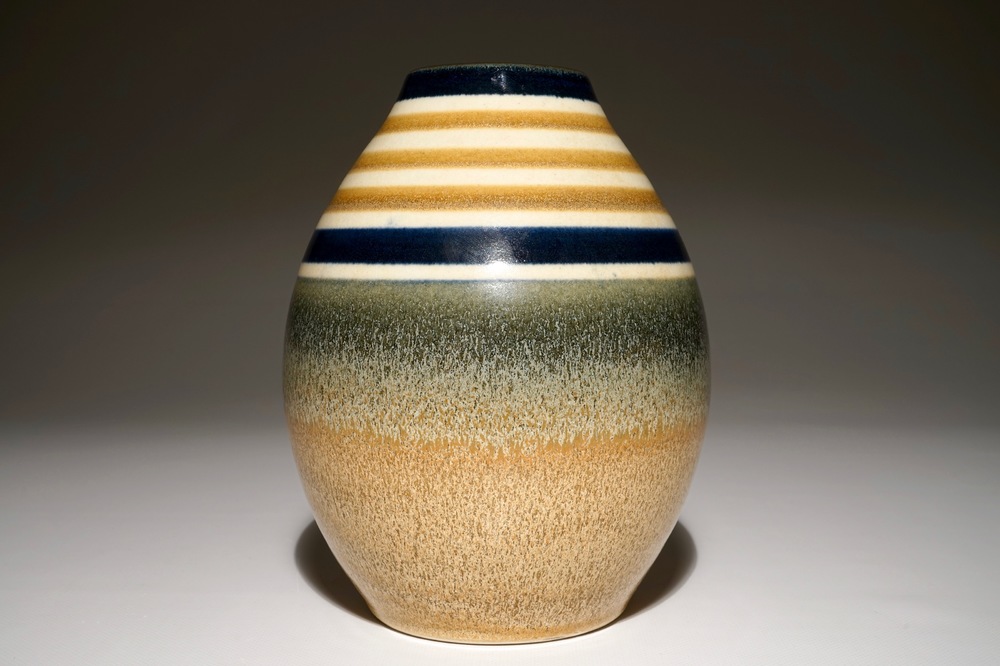 A minimalistic stoneware vase, Charles Catteau for Boch Fr&egrave;res Keramis, ca. 1933