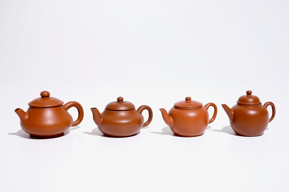 Four small Chinese Yixing teapots and covers, 19/20th C.