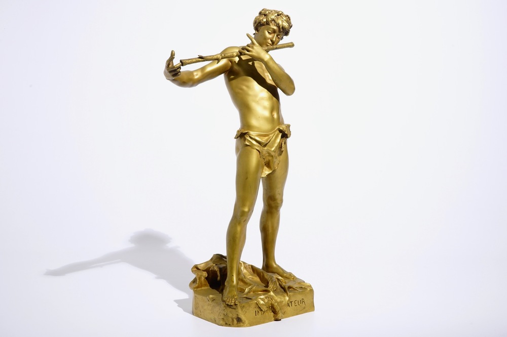 Felix Charpentier (France, 1858-1924): &ldquo;L&rsquo;improvisateur&quot;, une figure en bronze laqu&eacute; dor&eacute;