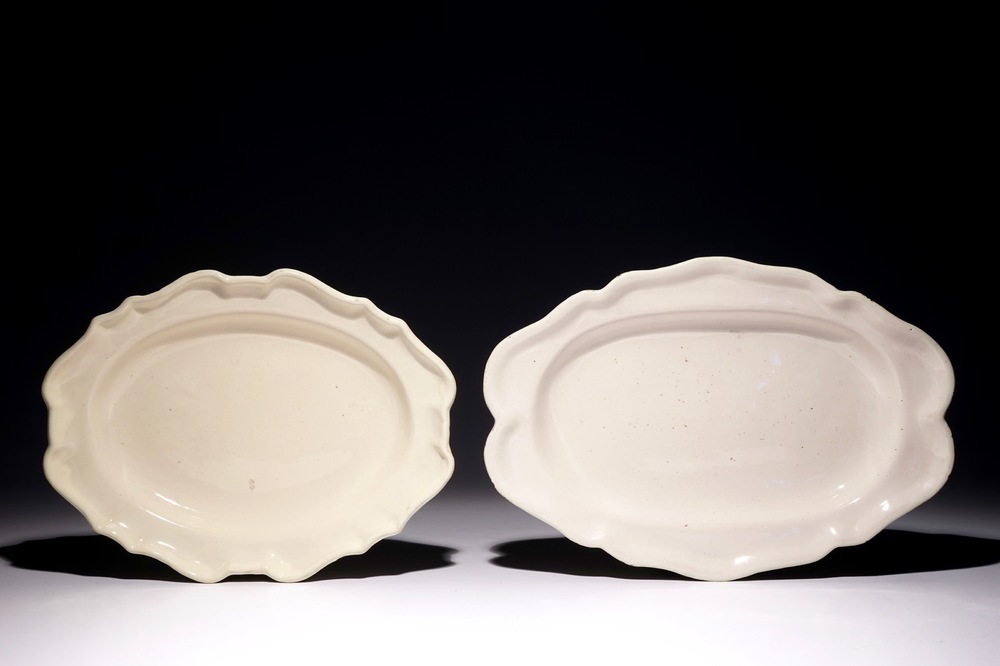 Two large oval white Delft serving dishes, 2nd half 18th C.