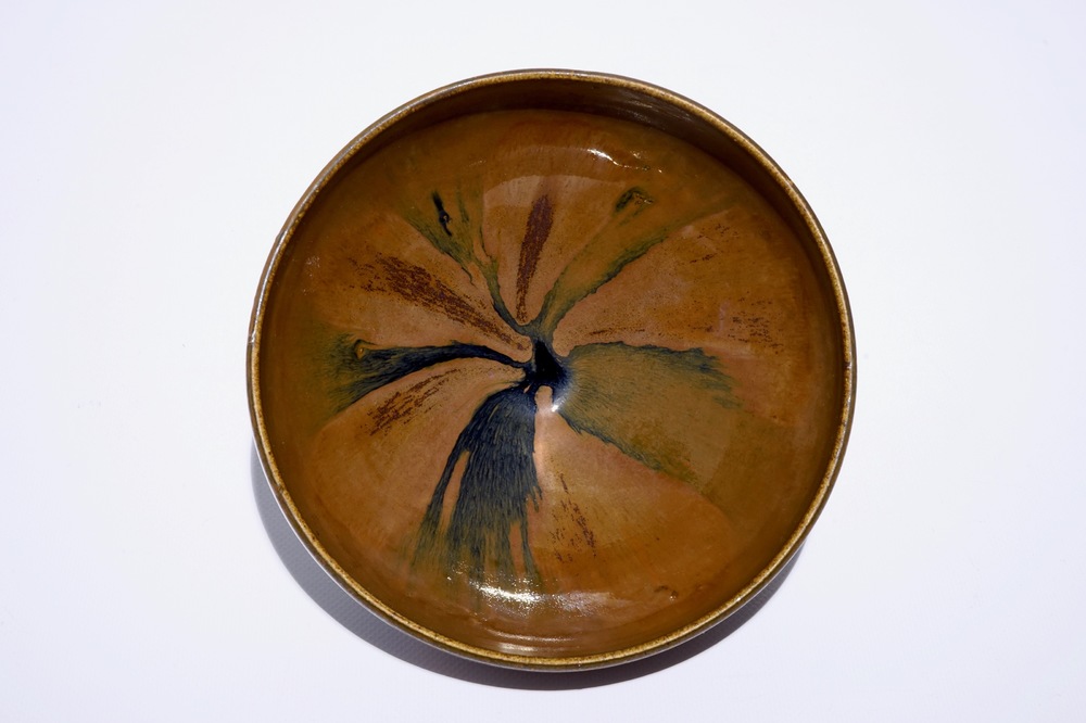 A Chinese Jian black and brown splashed bowl, Song