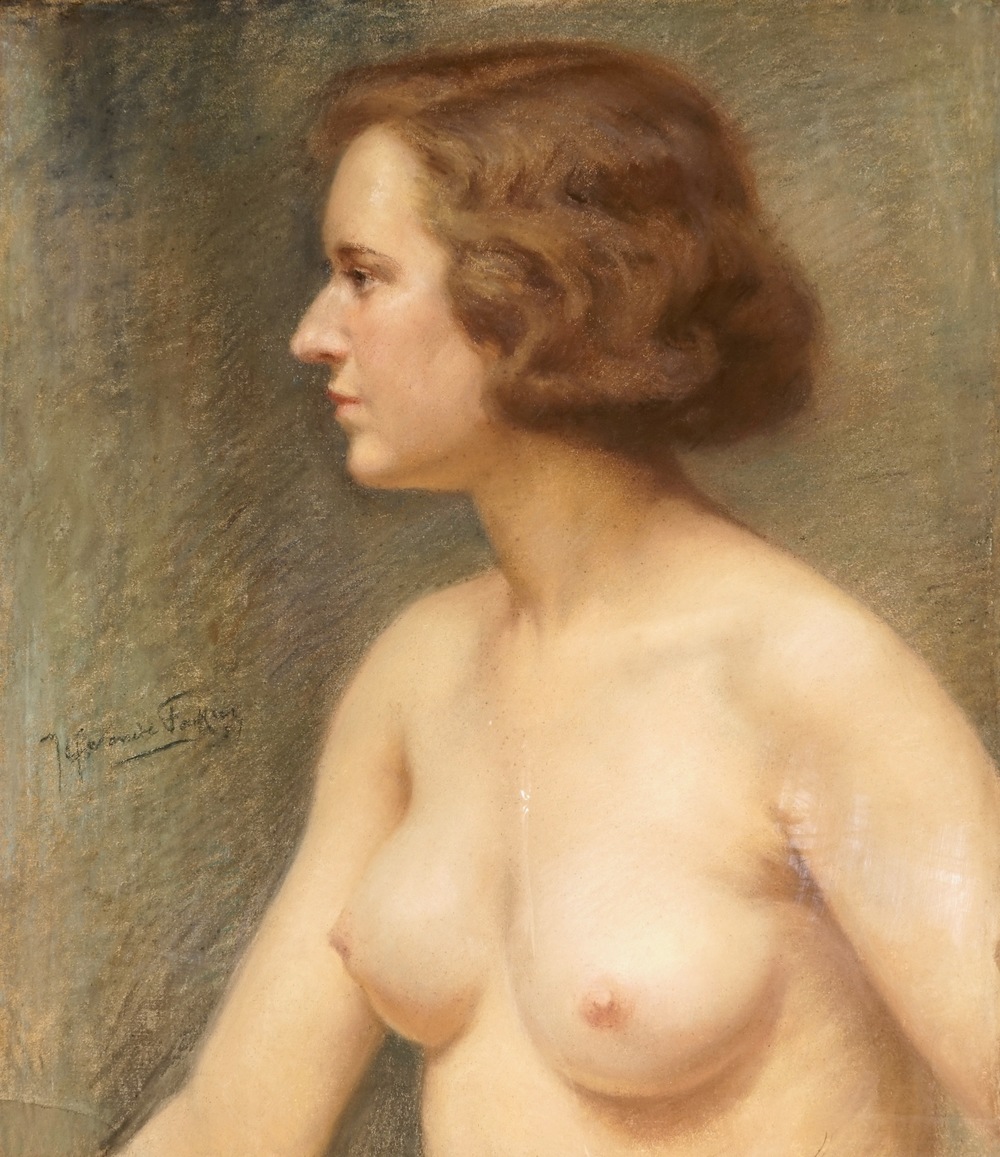 Jef Van de Fackere (1879-1946), a female nude, gouache on paper