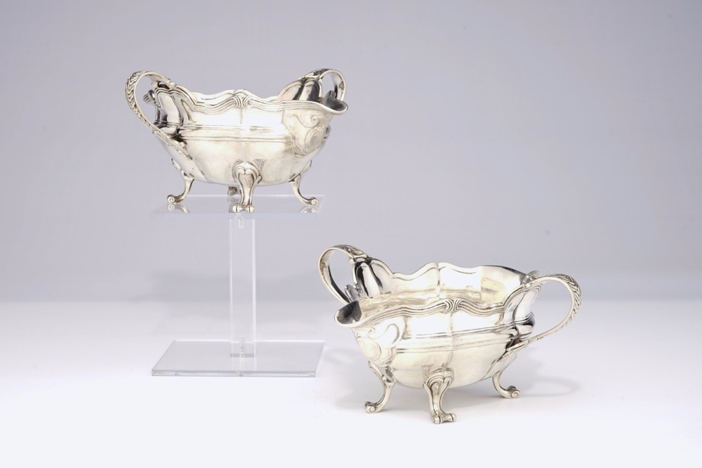 A pair of Flemish silver sauceboats, 18th C.