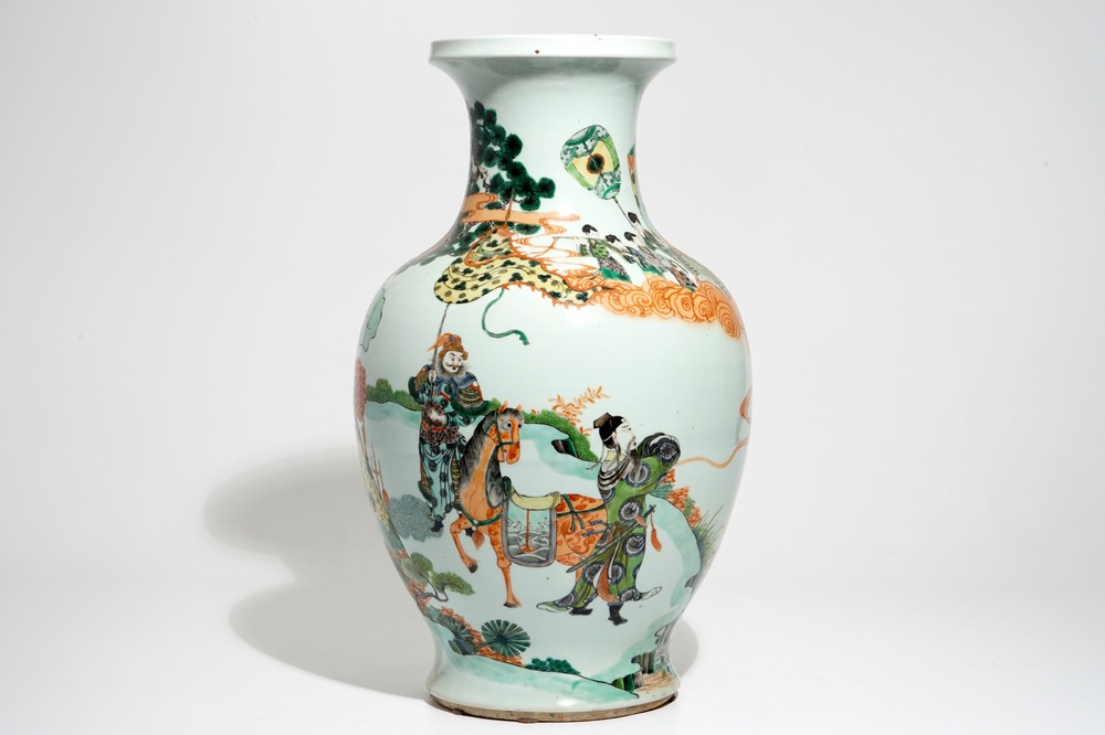 A large Chinese famille verte &quot;Immortals&quot; vase, 19th C.
