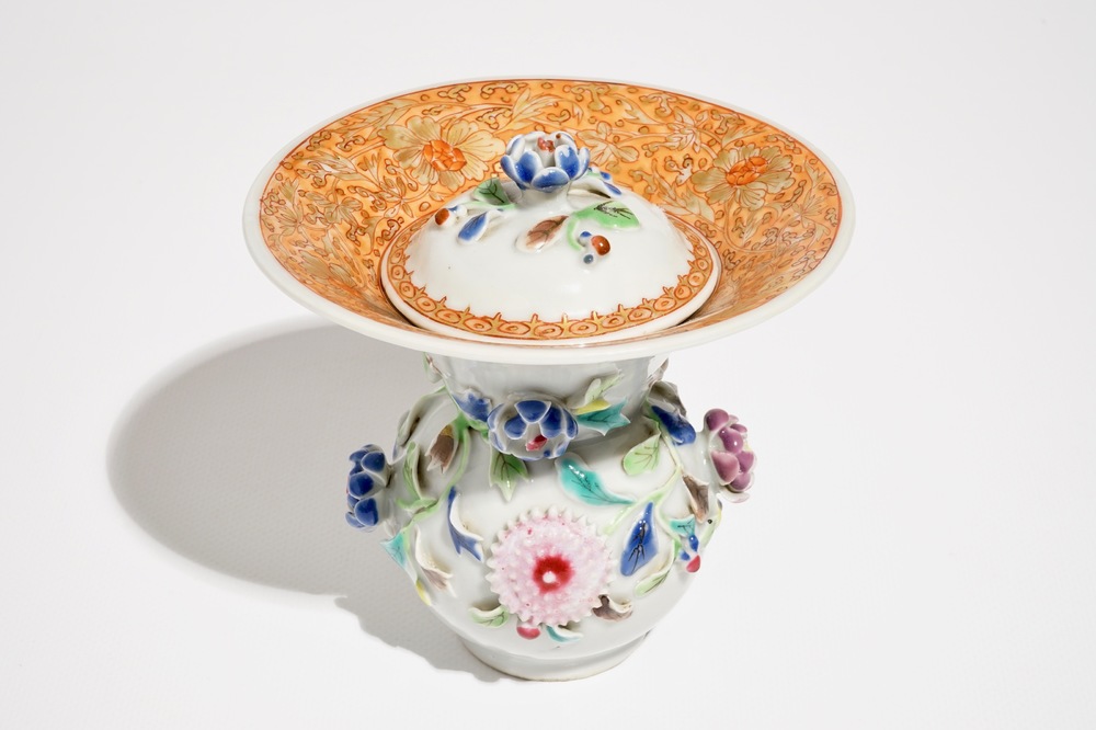 A Chinese famille rose ladies' spittoon and cover, Yongzheng
