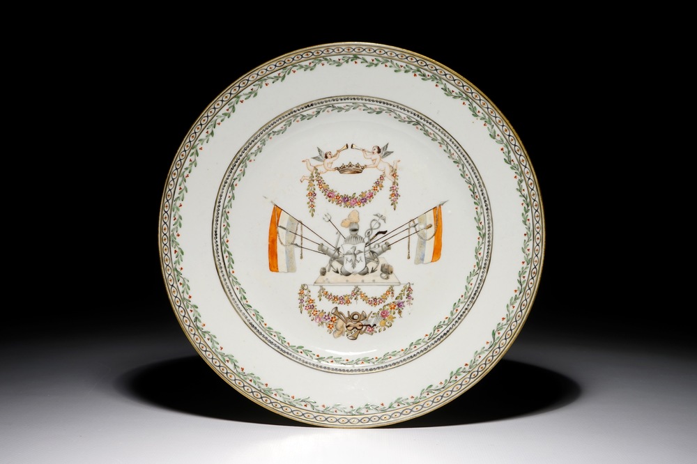 A Chinese armorial plate for the French market, Qianlong