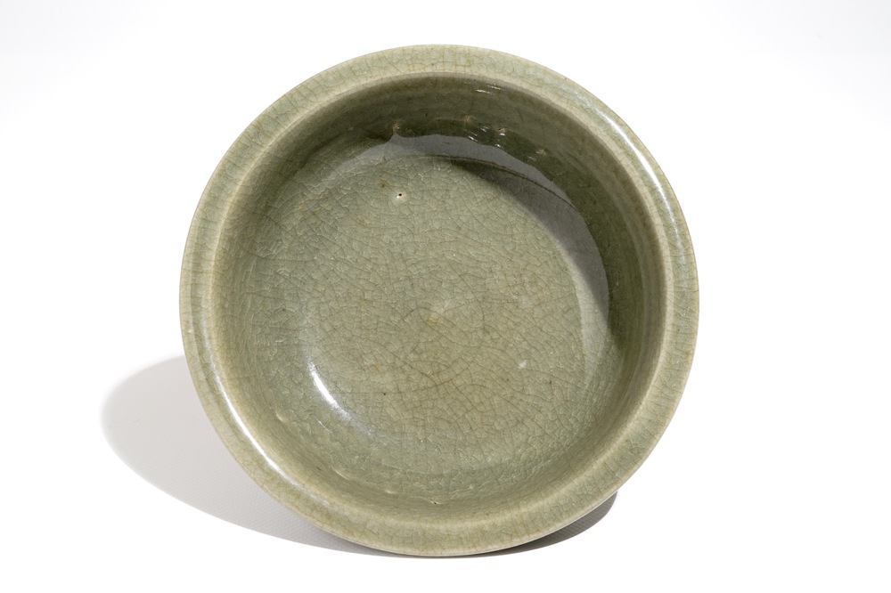 A Chinese monochrome dark Longquan celadon bowl, Ming