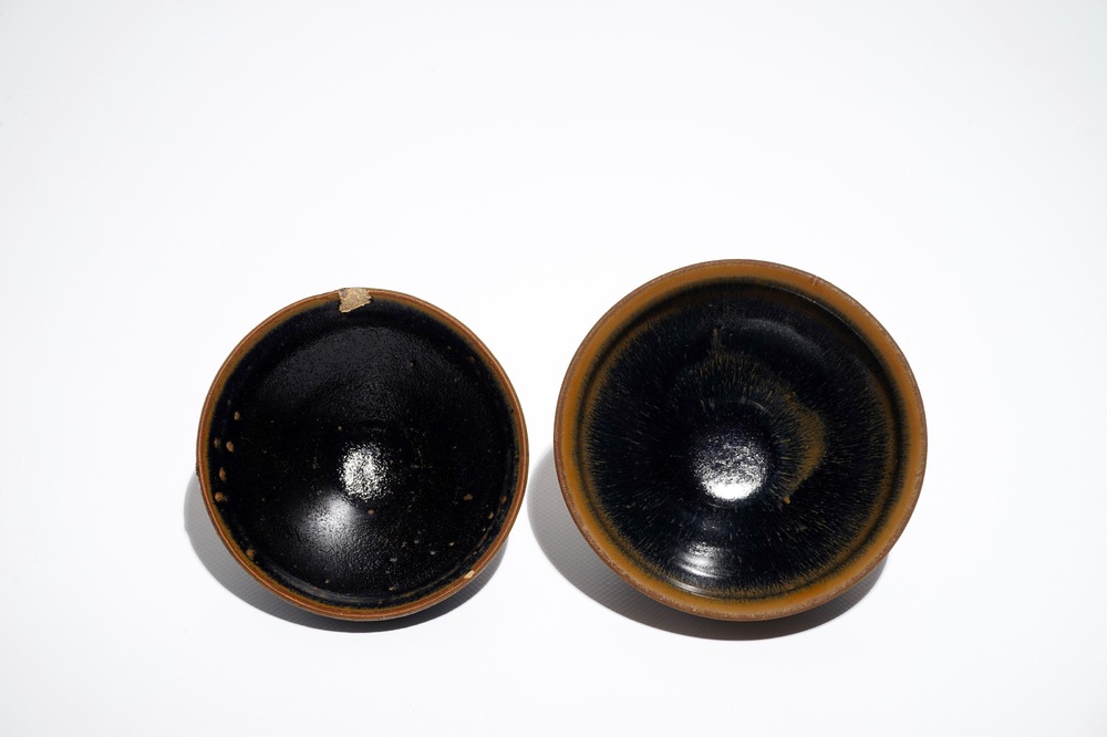 Two Chinese Jian hare's fur tea bowls, prob. Song