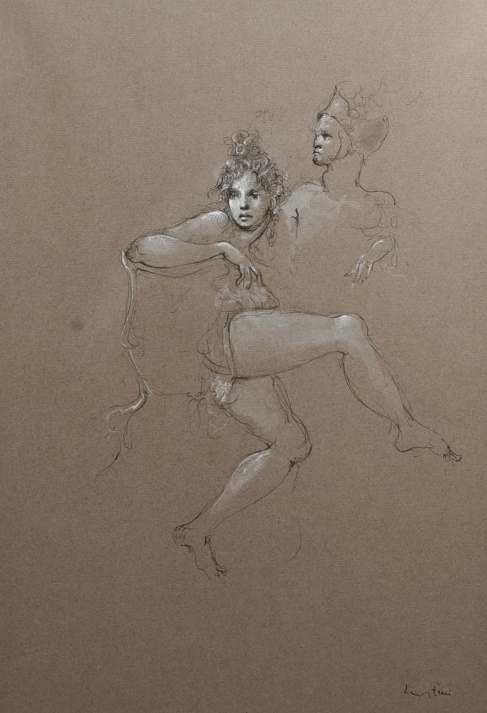 Fini, L&eacute;onor (France, 1908 - 1996), Two dancers, ink and gouache on paper
