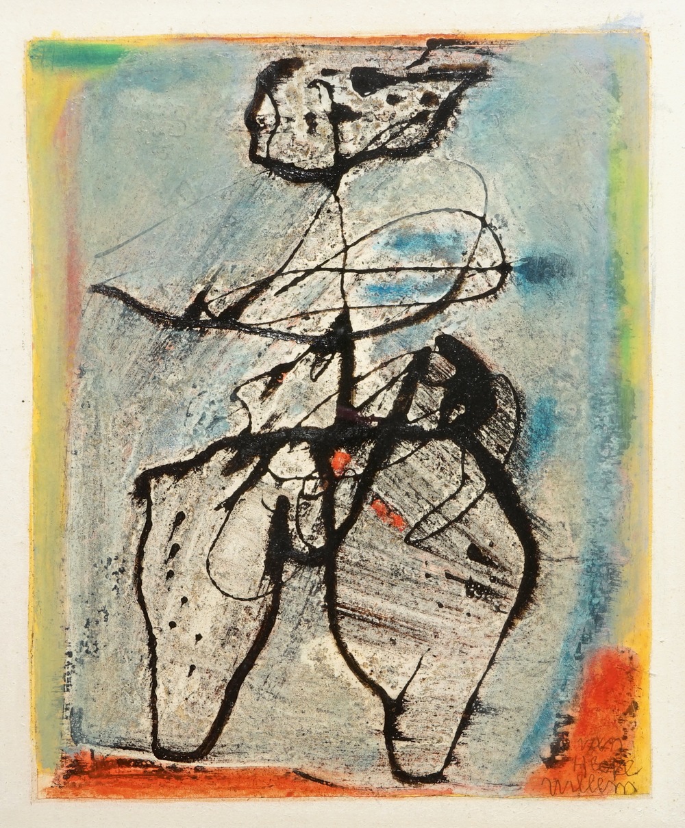 Van Hecke, Willem (Belgique, 1893-1976), Figure abstraite, huile sur papier, dat&eacute; 1970