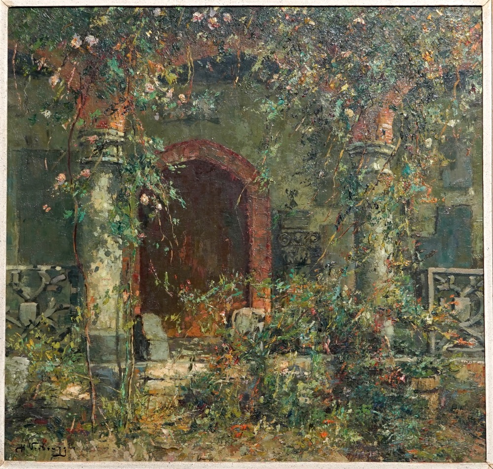 Verbrugghe, Charles (Belgique, 1877-1974), Une vue sur Gruuthuse, huile sur panneau