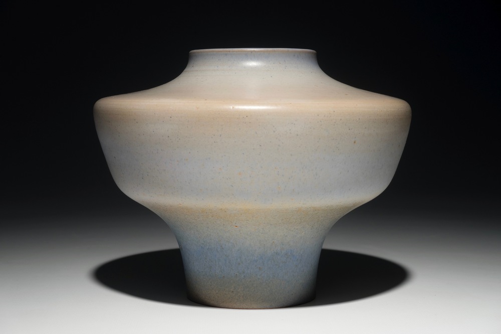 A modernist speckle glaze vase of tapering form, Perignem, 2nd half 20th C.