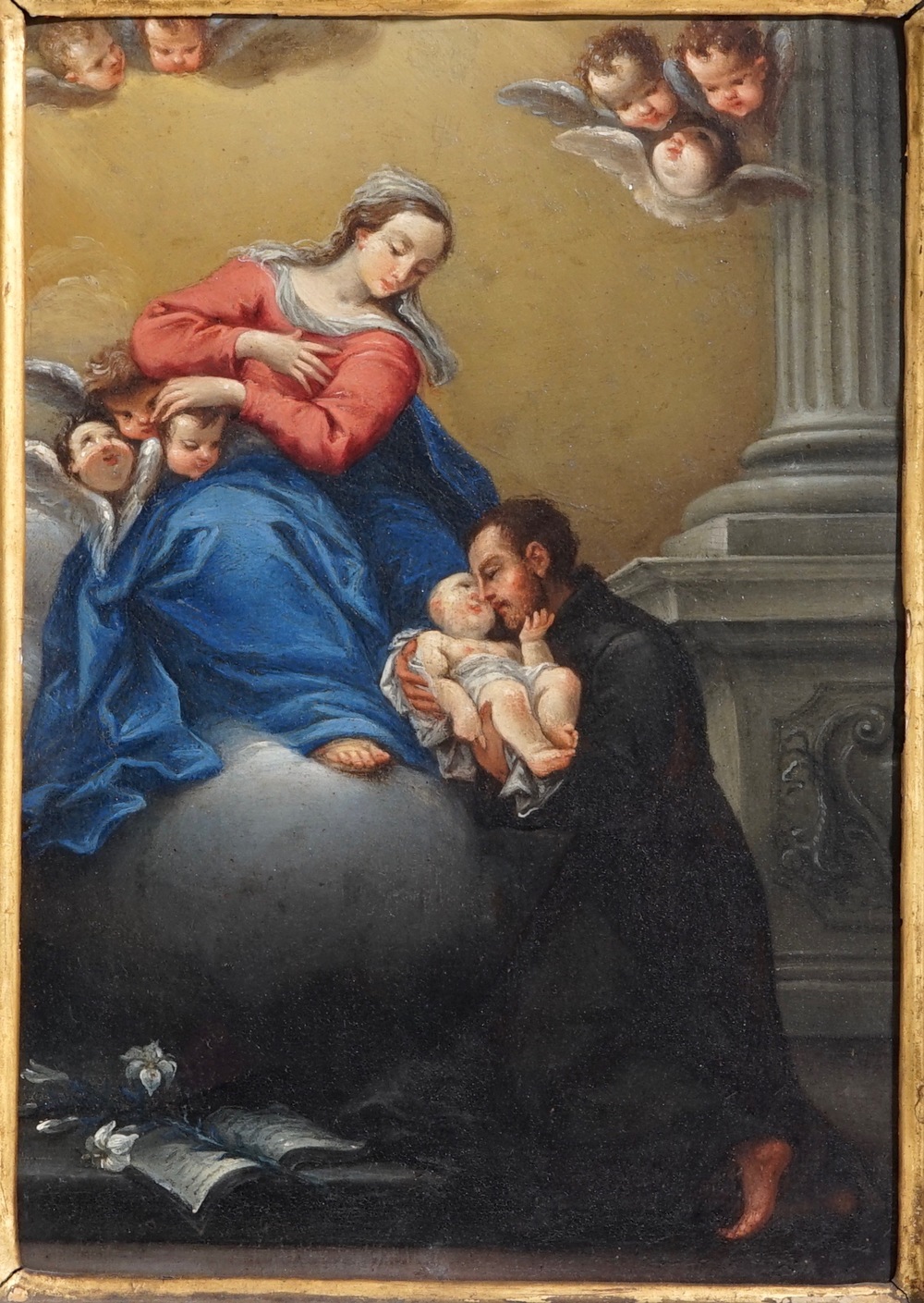 Cornelis Schut III (Antwerp ca. 1629-Sevilla, 1685), entourage of, Madonna with Child and Saint-Anthony, oil on copper
