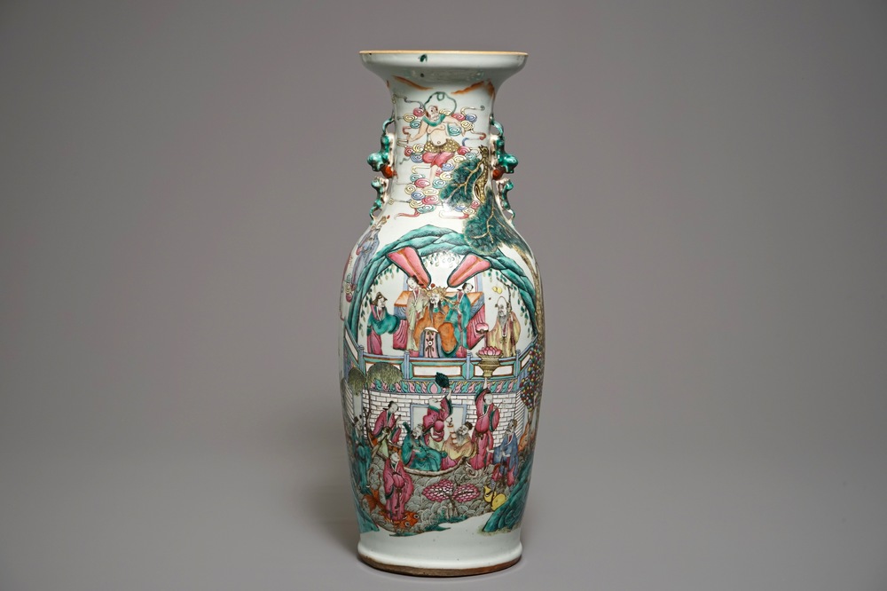 19世纪 粉彩人物瓶
