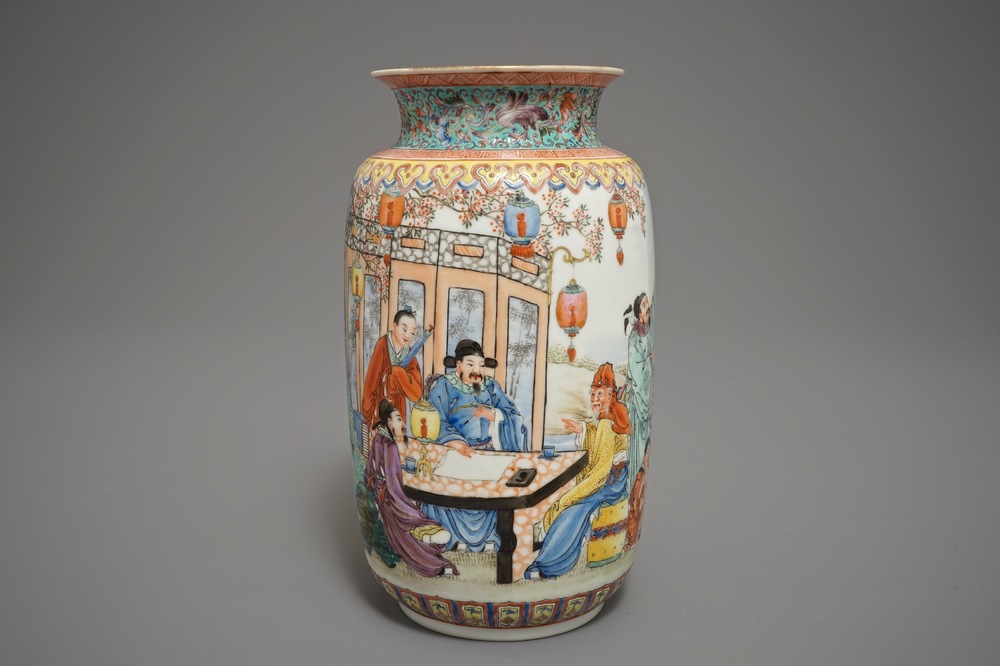 A Chinese famille rose eggshell vase, Qianlong mark, Republic, 20th C.