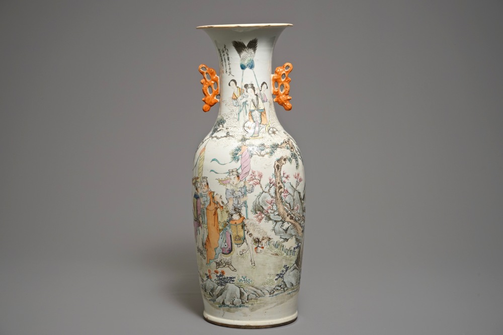 A Chinese qianjiang cai vase, signed Yu Rongsheng, 19/20th C.