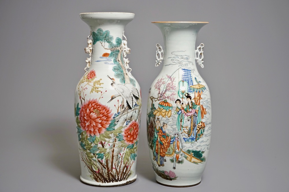 十九世纪到二十世纪    粉彩 瓷瓶  两件 
