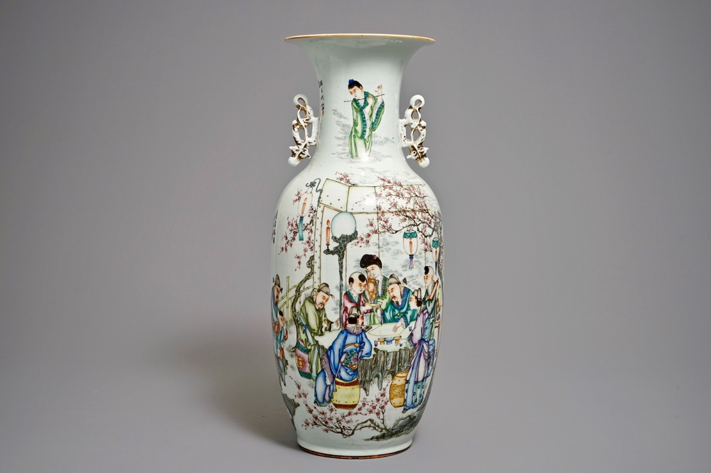 19-20世纪 浅绛彩人物瓶