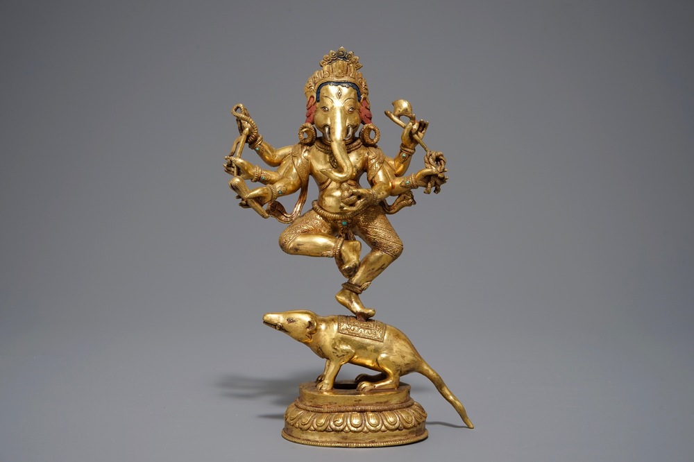 Un mod&egrave;le de Ganesh en bronze dor&eacute;, Sino-Tibet, 19/20&egrave;me