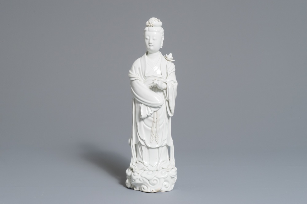 Un mod&egrave;le d'une Guanyin en porcelaine blanc de Chine de Dehua, 18&egrave;me