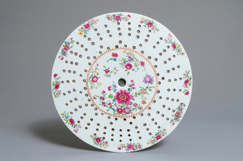 A large Chinese famille rose strainer, Qianlong