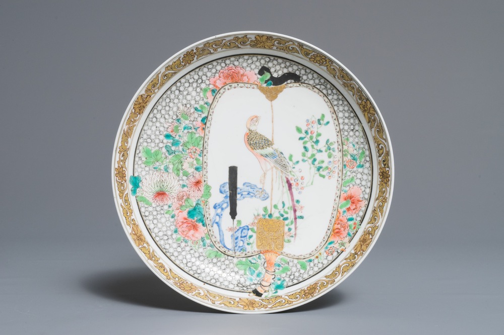 A fine Chinese famille rose eggshell 'pheasant' plate, Yongzheng