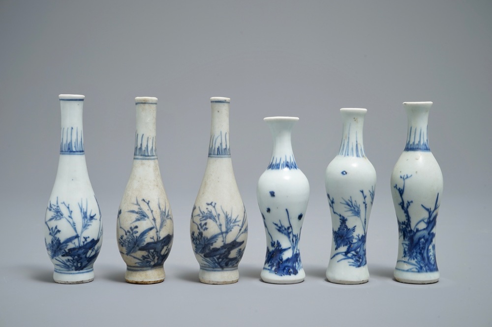 Six Chinese blue and white vases with floral design, Hatcher cargo, Transitional period