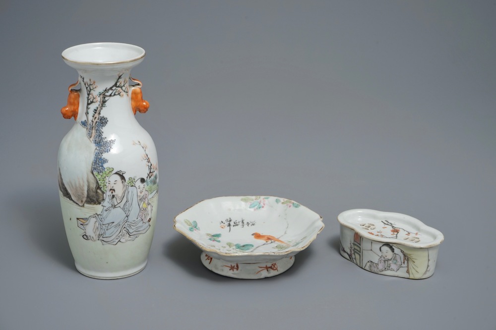Een lot Chinees qianjiang cai porselein gemerkt voor Xu Shanqin en Ren Huanzhang, 19/20e eeuw