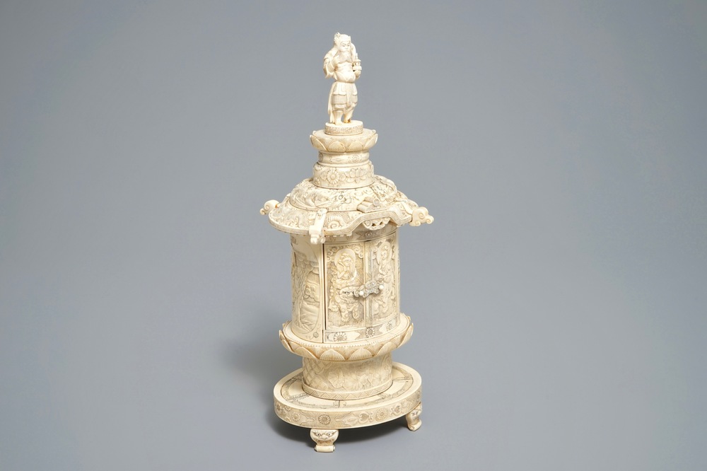 A fine Japanese carved ivory zushi altar shrine, Meiji, 19th C.