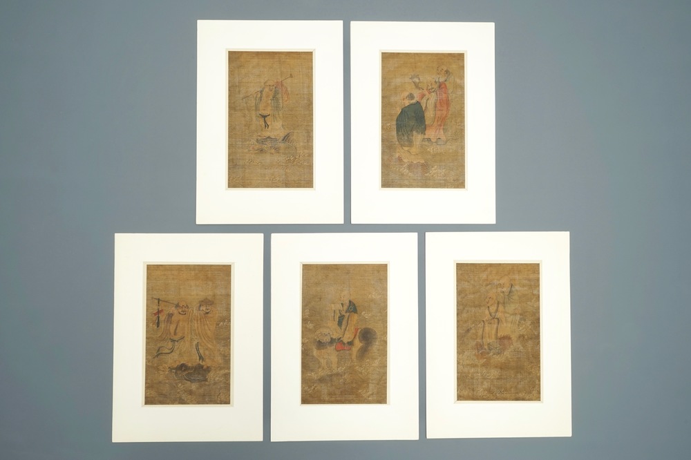 十八到十九世纪  吴道子之后 绢本画  五幅