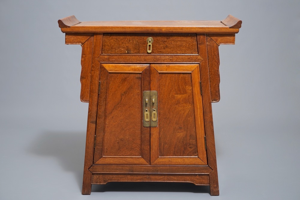 A Chinese Ming style hongmu altar cabinet, Qing