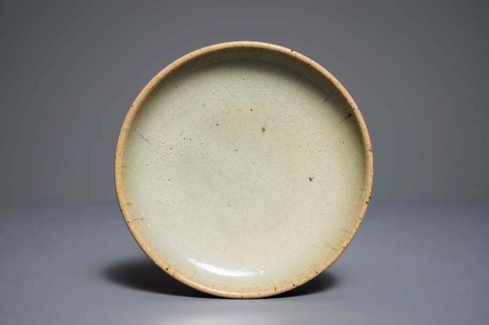 A Chinese Junyao plate with inscription, Song