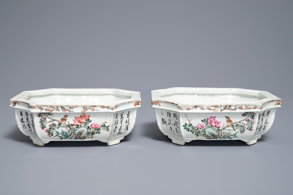 Een paar Chinese qianjiang cai jardini&egrave;res, 19/20e eeuw