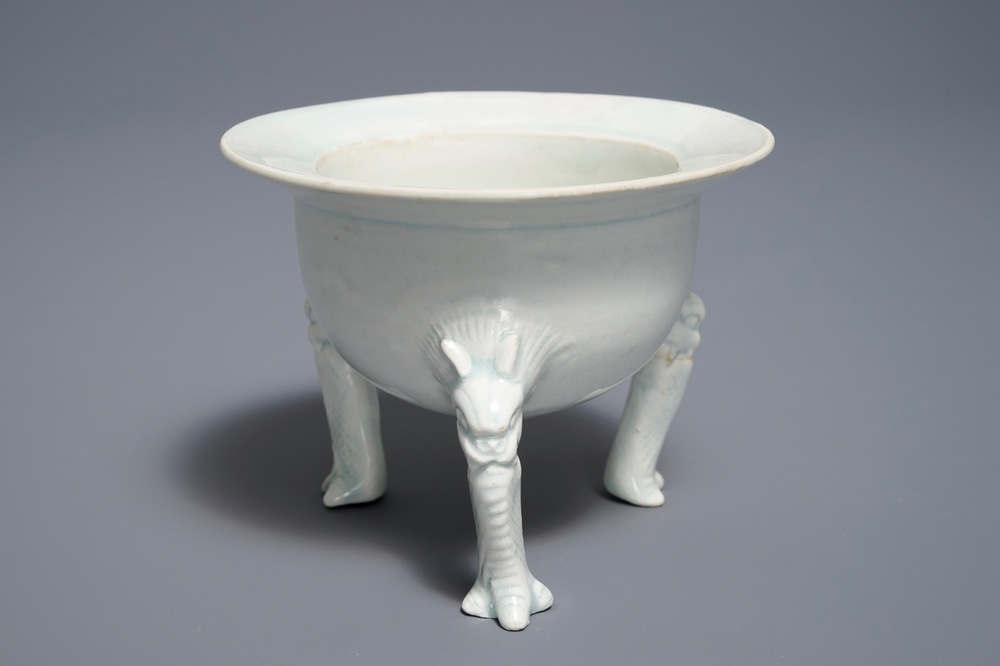 A Chinese qingbai tripod censer, Song or Yuan