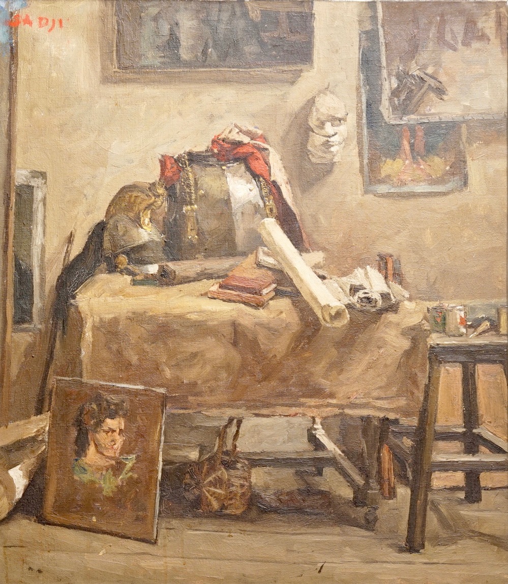 Sadji (Sha Qi, Sha Yinnian) (1914-2005), Stilleven in het atelier, olie op doek, gedat. 1939