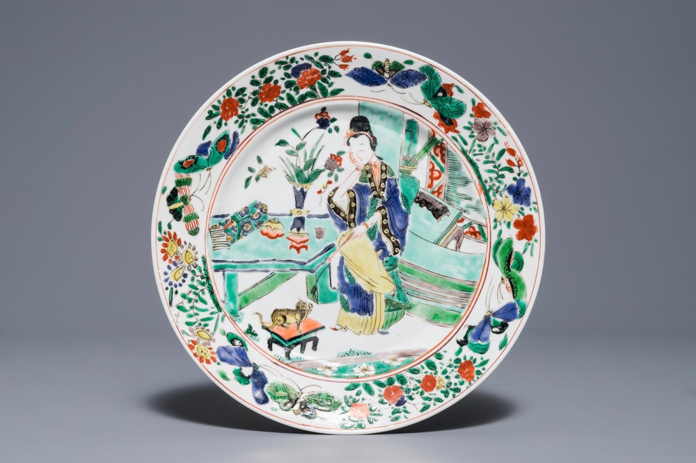 Une assiette en porcelaine de Chine famille verte, Kangxi