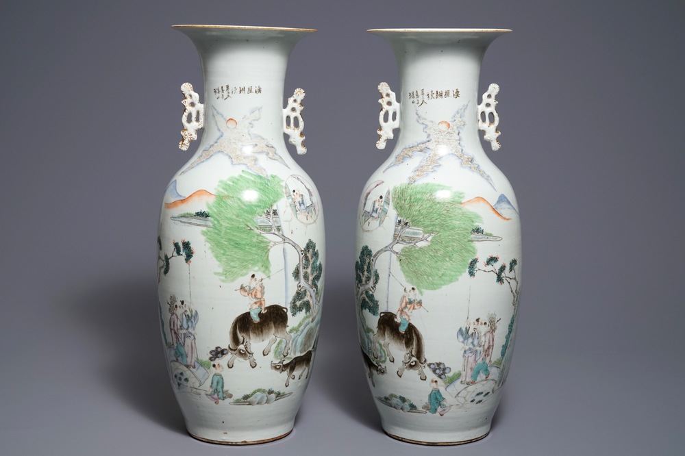 Une paire de vases en porcelaine de Chine qianjiang cai, 19/20&egrave;me