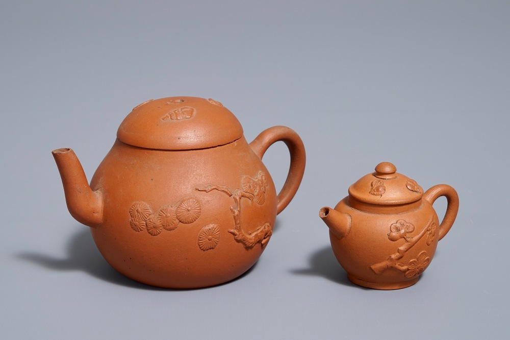 Two Chinese Yixing stoneware teapots, Kangxi