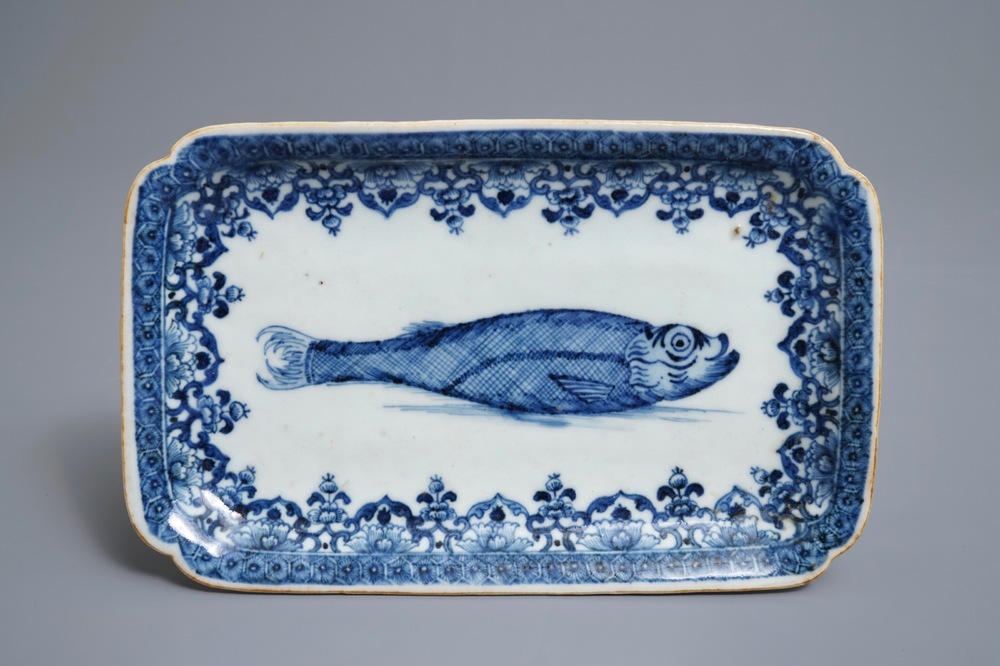 A Chinese blue and white herring dish for the Dutch market, Qianlong