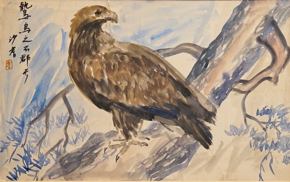 Sadji (Sha Qi, Sha Yinnian) (1914-2005), Un aigle, aquarelle et encre sur papier, sign&eacute; en haut &agrave; gauche