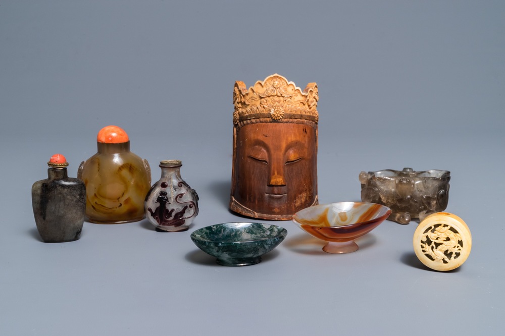 A varied collection of ivory, agate and hardstone wares, China, 19/20th C.